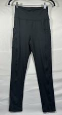 Women's High Waisted Black No Show Leggings, With Pockets, Size S/M