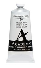Grumbacher C212 Academy Acrylic Paint, 90ml/3 oz Metal Tube, Titanium White