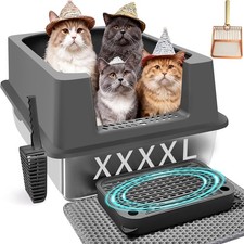 XXXXL Stainless Steel Cat Litter Box W/ High Sides 29" x 21" x 14" Extra Large