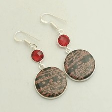Ocean Jasper Garnet Gemstone Handmade Drop Dangle Earrings Jewelry 2