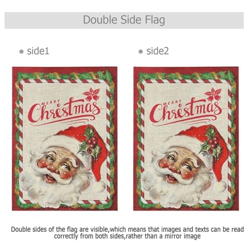 Weihnachten Weihnachtsmann Garten Flagge 12x18 doppelseitig Sackleinen rustikal Zuckerstange - Bild 5 von 7