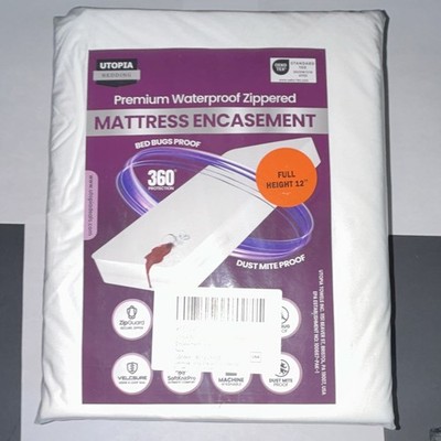Utopia Bedding Waterproof Zippered Mattress Encasement Full White Bed Bug