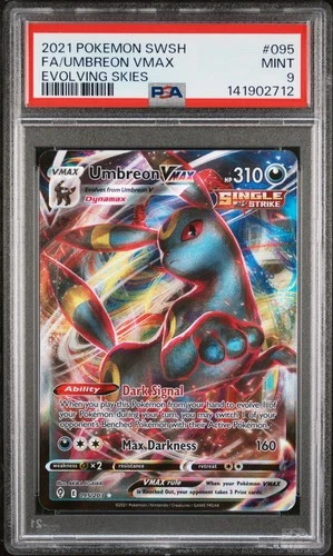 2021 POKEMON SWORD & SHIELD EVOLVING SKIES #095 FULL ART/UMBREON VMAX PSA 9