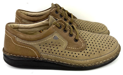 FINN COMFORT Baden 39D / 8/8.5 Derby Lace-up Comfort Walking Shoes Beige Leather