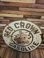 Vintage RED CROWN STANDARD OIL PORCELAIN ADVERTISING SIGN
