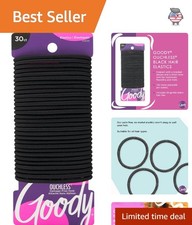 30 Pack Ouchless Hair Ties - Gentle Rubber Bands for Braids  Ponytails, Black