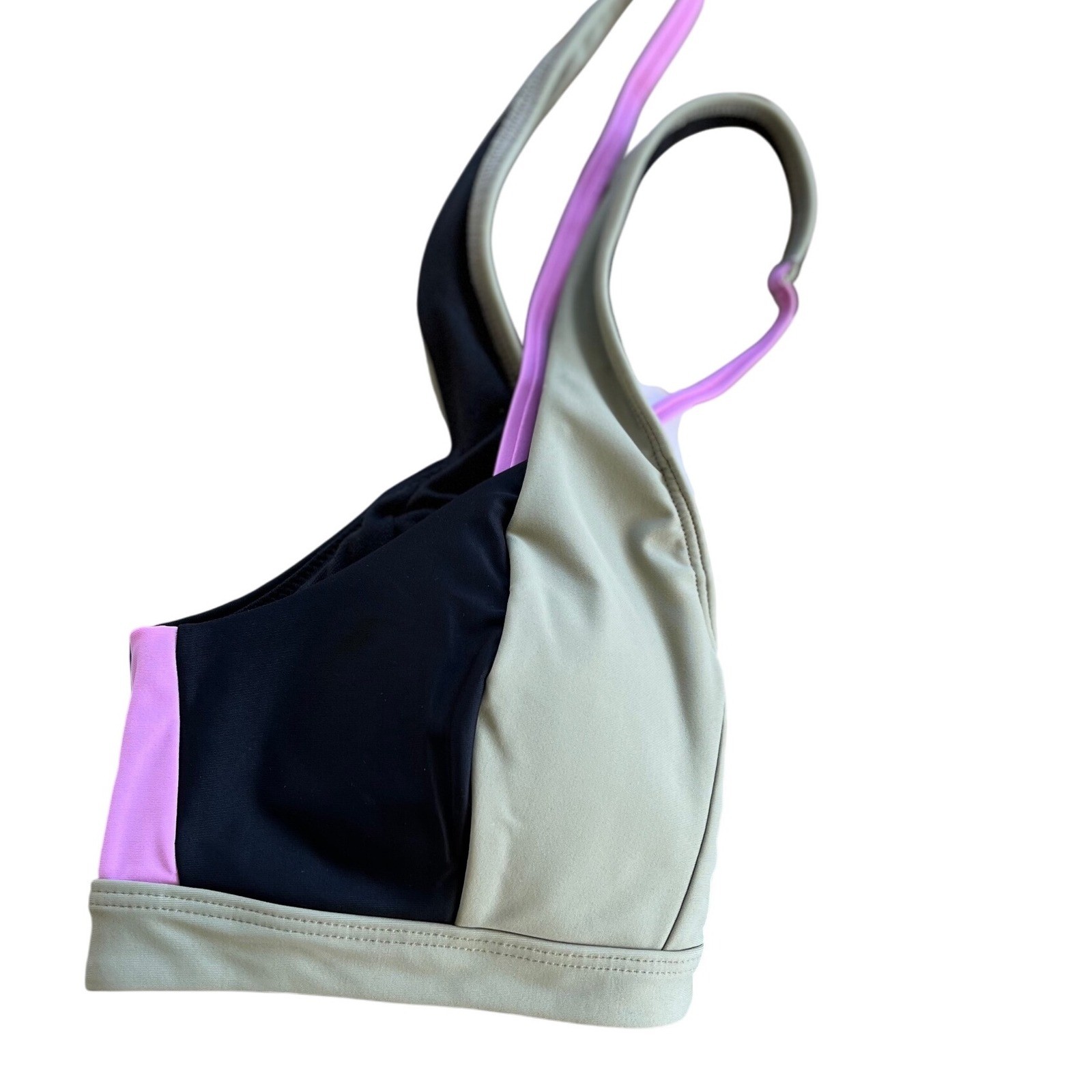 Prana Womens Tulum Top Black Color Block Medium Recycled Nylon Swim Sport NWT