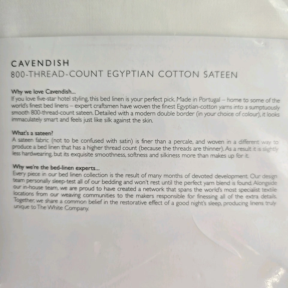 The White Company Double  Deep Fitted Sheet -RRP  £145 - 800TC CAVENDISH  - Image 4 of 4