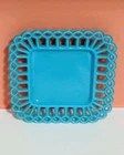 Vintage Westmoreland Blue Milk Glass (Unique "Doric Lace" Edge)  5" Square Plate