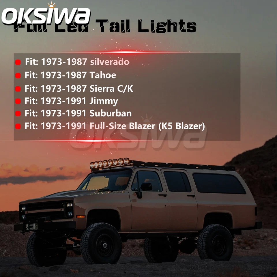 Sequential Full Led tail light for 1973-1987 Chevy& GMC Starting Animated,Smoked - Image 2 of 4