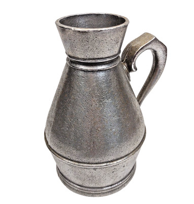 Vintage Pewter Noggin Jug Creamer Tankard Pitcher w Handle 7.5'' Solid Perfect