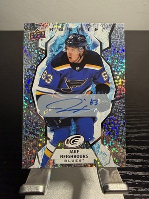 2021-22 Upper Deck Jake Neighbours Ice White Snowflake Auto #134 St. Louis Blues