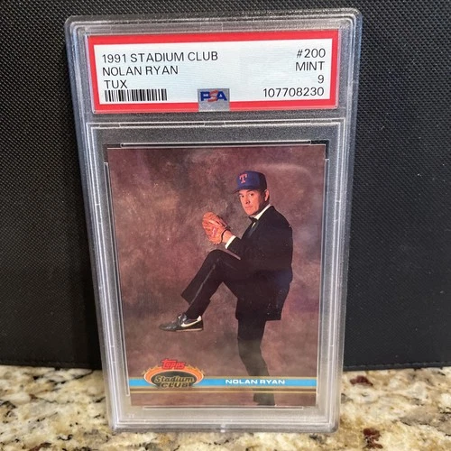 Nolan Ryan #200 1991 Stadium Club Texas Rangers PSA 9 tux