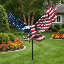 Patriotic Eagle Garden Stake, American Flag Eagle Yard Decor Bald Eagle Outdoor