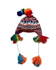 Handmade Beaded Peruvian Chullo Traditional Andean hat earflaps Beanie Unisex