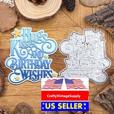Hugs Kisses Birthday Wishes Words metal cutting dies cut machine cutter die