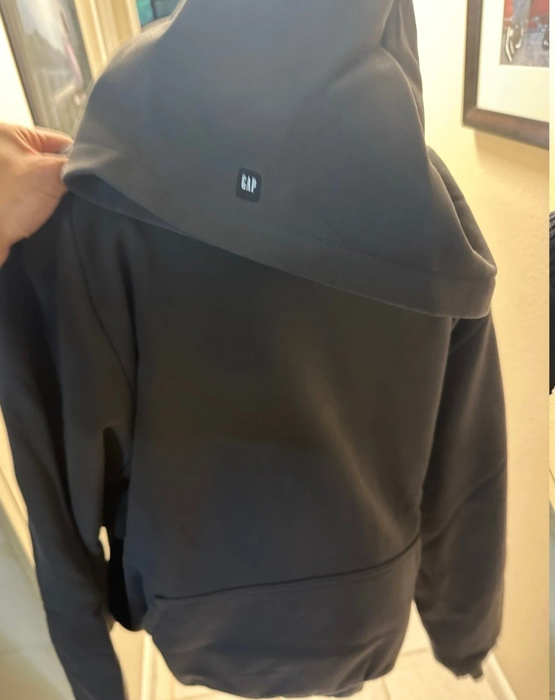 Felpa con cappuccio Yeezy Gap Balenciaga 55 logo ridotto pesante grigio scuro piccola nuova con etichette