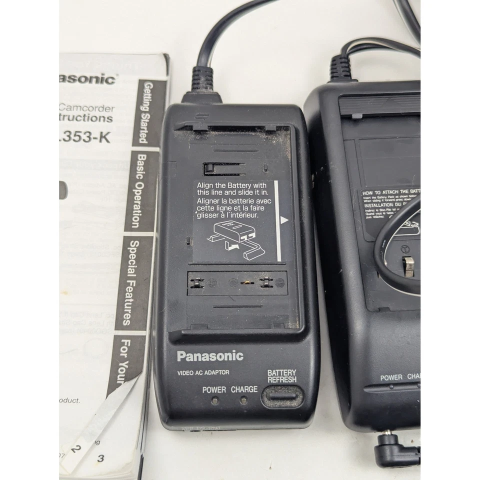 Panasonic PV-L353-K Palmcorder Camcorder VHS-C w Charger Batteries Tapes Manual - Image 4 of 4