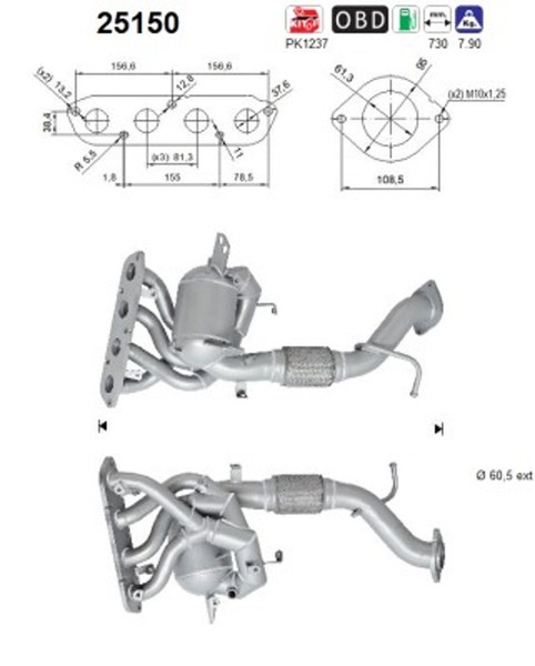 AS Katalysator 25150 FüR Mazda GJ GL GJ2 GL2 GL6 Gjefp Gjefw-image