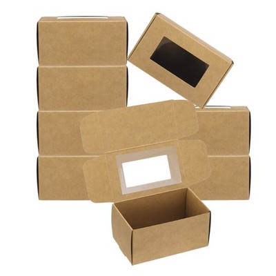 3.9''x2.4''x2'' Paper Soap Box with Window, 20 Pack Soap Boxes Rectangle, Brown