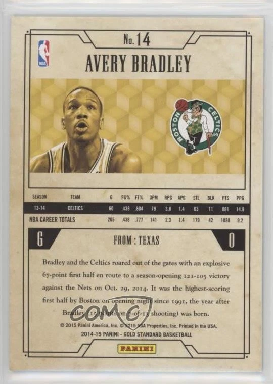 2014-15 Panini Gold Standard /285 Avery Bradley #14 - Image 2 of 2