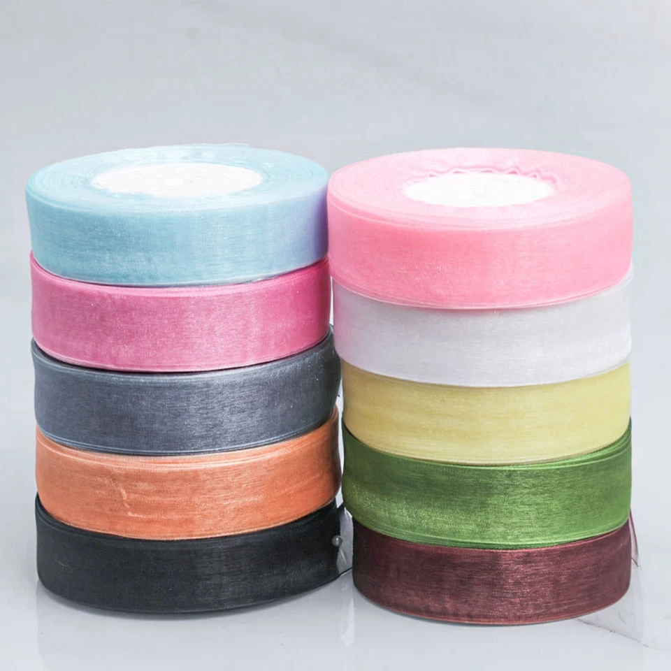 50 Yards 25mm (1") Sheer Organza Shimmer Chiffon Tulle Ribbons Bows Wedding - Image 3 of 4