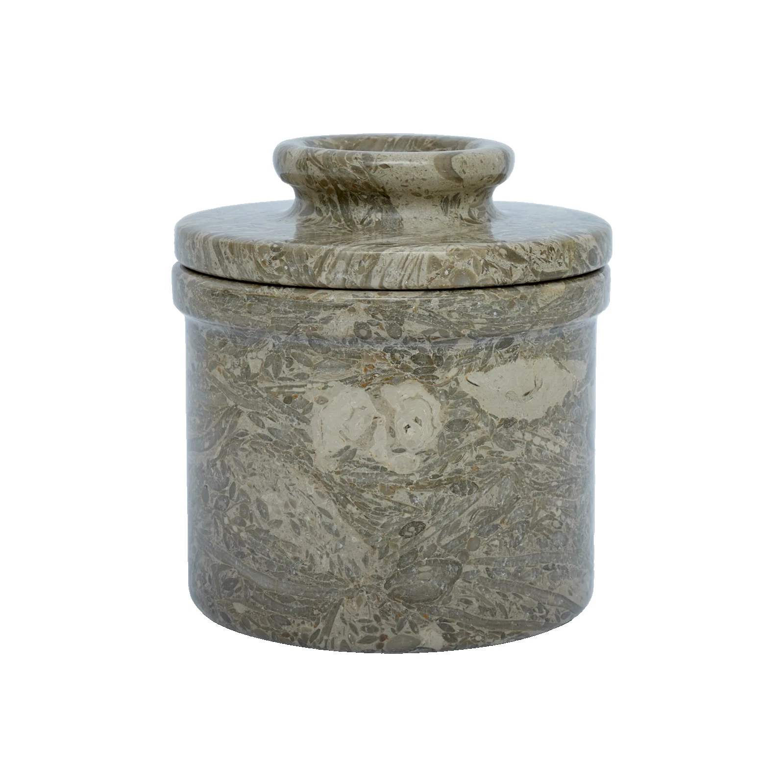 Marble Butter Bell Crock with Lid French Butter Keeper Dish Holder Oceanic Grey