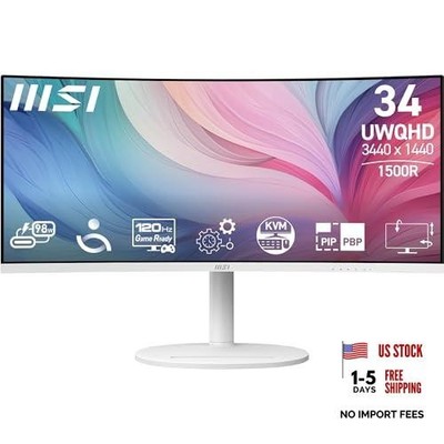 Modern MD342CQPW 34in VA 3440 x 1440(UWQHD) Computer 34'' Ultra Wide QHD White