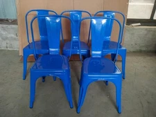 Set 30 Tolix Style Blue Metal Steel Stacking  Dining Chairs Commercial Quality