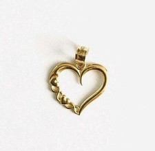 Small Tiny 14K Yellow Gold Womens Love Heart Charm Pendant For Necklace or Chain