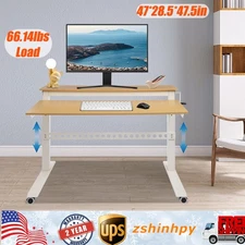 Home Office Height Adjustable Standing Desk Computer Desk w/ Wheels 47"x 28.5" 