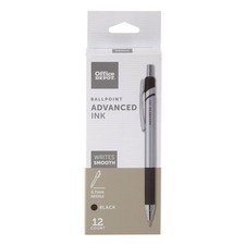 Office Depot Advanced Ink Retractable Ballpoint 1 Count Pack of 12 , Black
