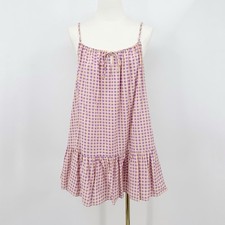 Urban Outfitters Gingham Mini Dress Purple Yellow Cotton Tie Front M Summer