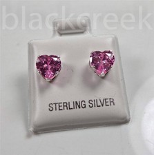 New 925 Sterling Silver 6mm Heart Sparkling CZ Solitaire Earrings Select Color
