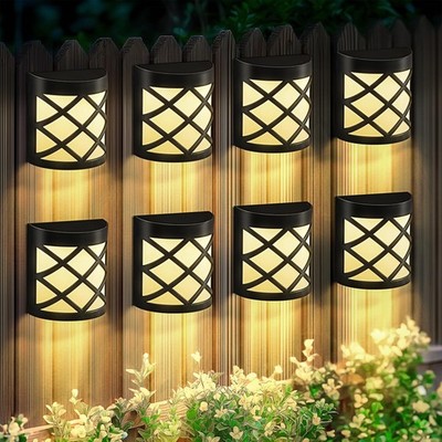 Solpex Solar Zaunleuchten, 8er Pack wasserdicht Terrasse & Wand 8er Pack, warmweiß