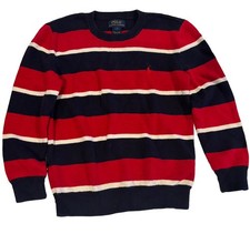 Polo Ralph Lauren Sweater Boys Youth size 7 Striped Crew Red White Blue Pullover