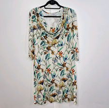 David Nieper Floral Jersey Dress  Size 16 Multi Coloured Cowl Neck 3/4 Sleeve