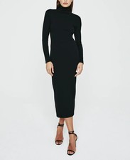 Adriano Goldschmied Small Chelsen Turtleneck Midi Dress Dark Gray Bodycon NWT