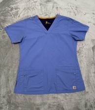 Carhartt Force Scrub Top Womens Size Small Periwinkle Blue Shirt Work Pullover