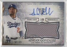 2015 Topps Triple Threads Unity Jumbo Relics /99 Adrian Gonzalez Auto 01ck