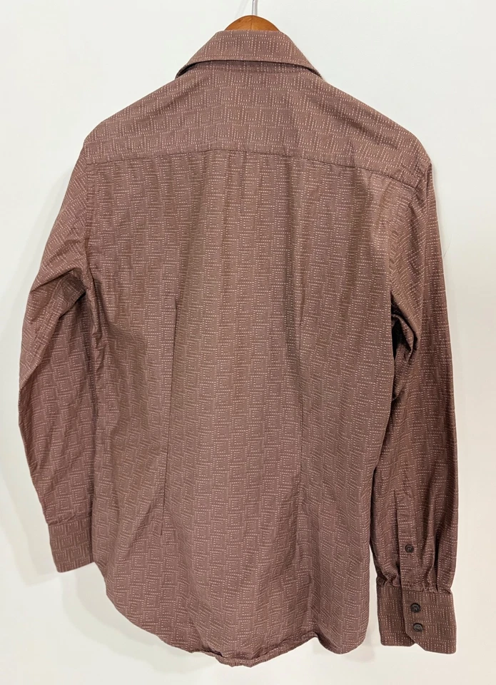 Camisa Versace Clásica Para Hombre Manga Larga Patrón Malva Espiral Talla 40 Algodón Foto 2 de 3