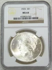 1925 Peace Silver Dollar NGC MS64 Original Gorgeous Luster PQ #D287D