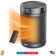 Quiet 1500W PTC Space Heater with Remote and Adjustable Modes for Home & Office
