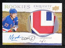 2021-22 Upper Deck The Cup Gold 1/1 Nils Lundkvist #ECH-NL Patch Auto 14hk