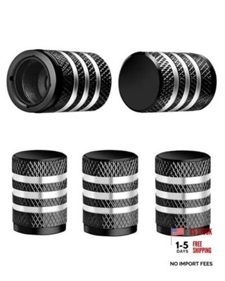 Tire Valve Stem Cap Cover - (5 Pack) Tire Air Caps Metal with Universal Black