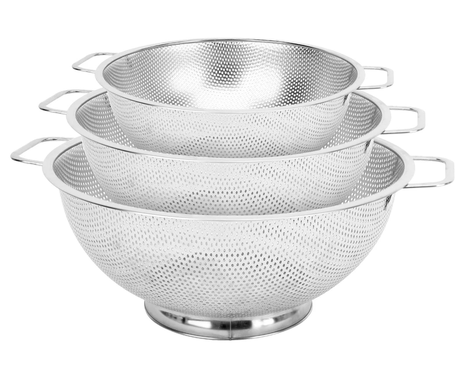 3PCS Colander for Kitchen, 3QT & 4QT & 5QT, Stainless Steel Colander Strainer...