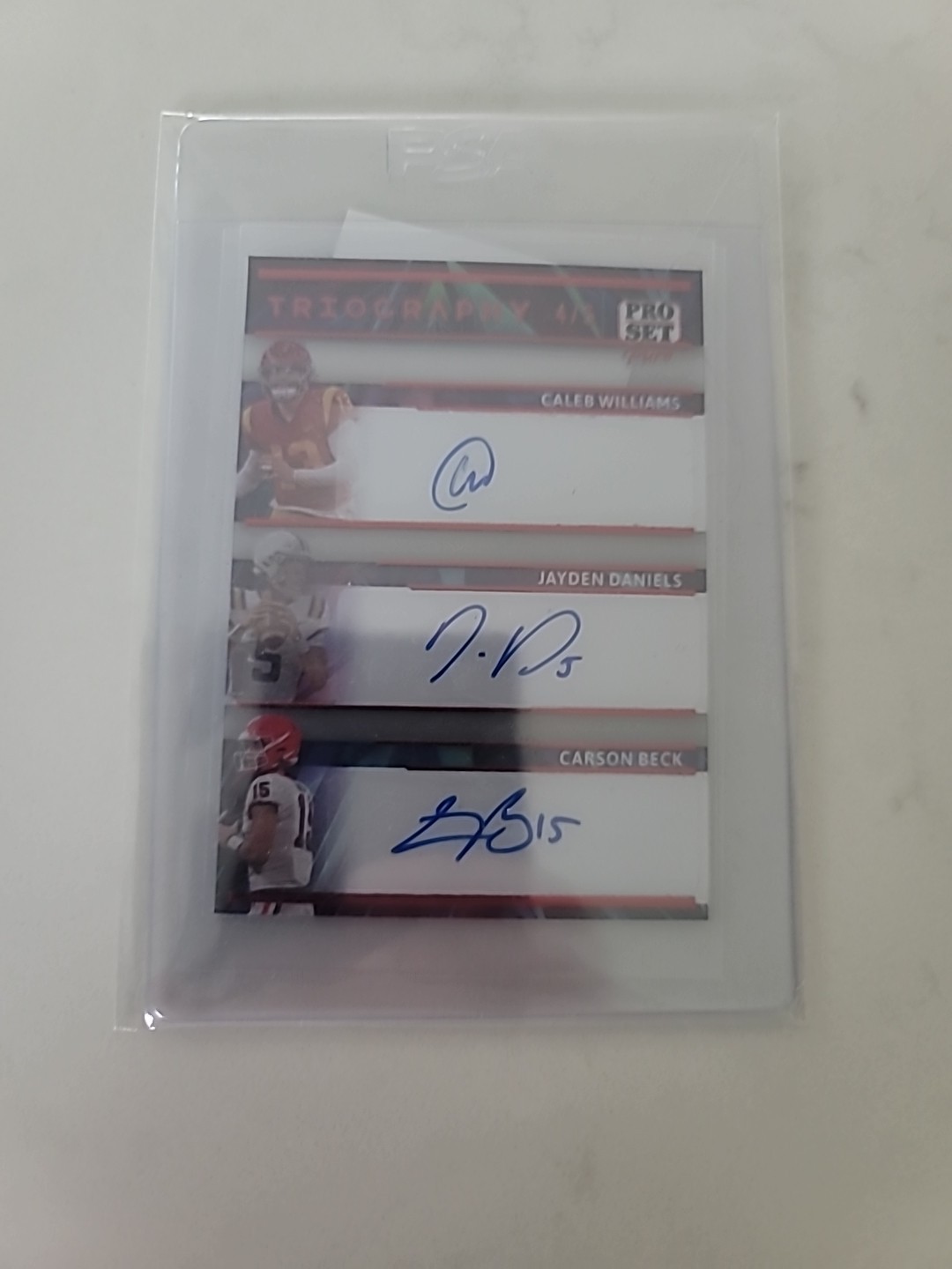 2024 Pro Set Triography Caleb Williams Jayden Daniels Carson Beck Triple AU 4/5