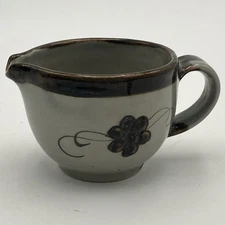 Ken Edwards Tonala Pottery Creamer w/Handle Veracruz Mexico 6 oz. Brown Floral