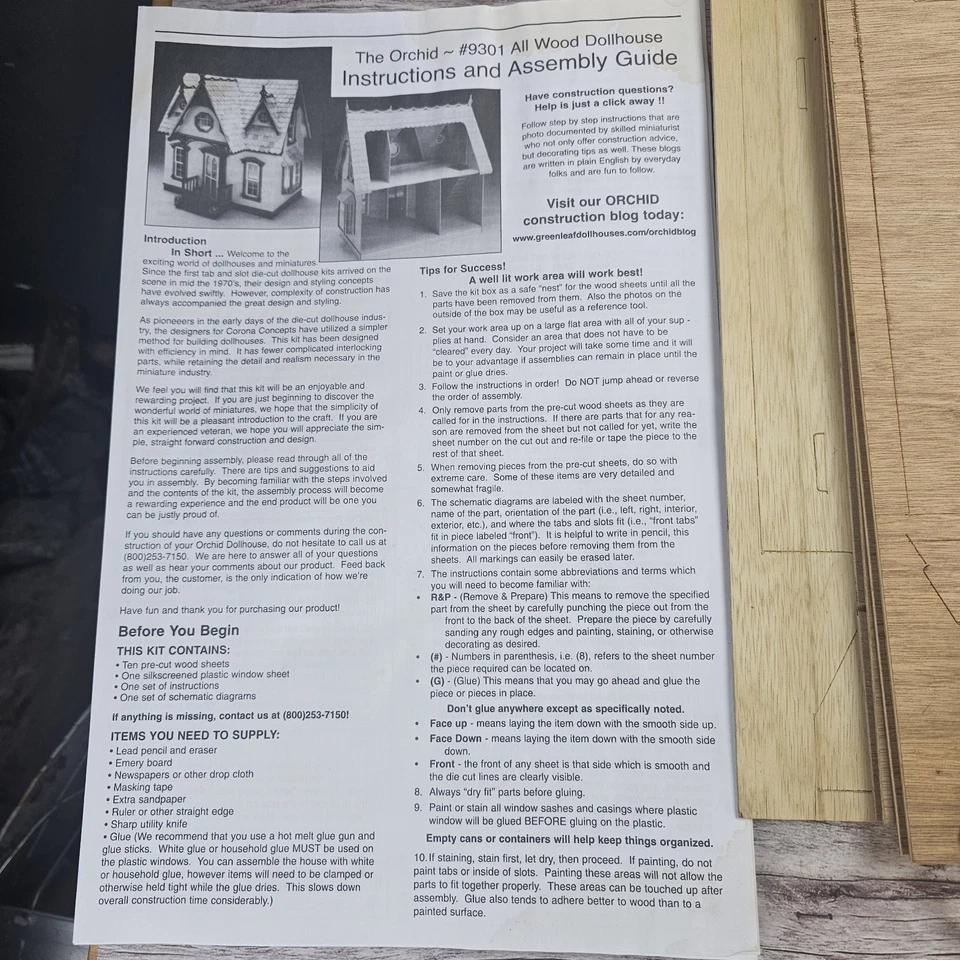 VTG Greenleaf Dollhouse 1993 Orchid #9301 Wood Victorian Cottage Open Box READ - Image 3 of 4