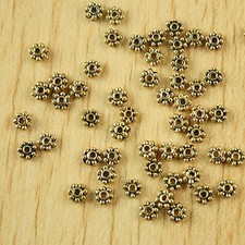 220pcs 4mm Dark Gold Tone Round Daisy Flower Spacer Beads H2228